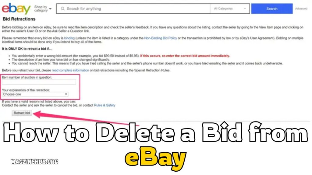 How to Delete a Bid from eBay